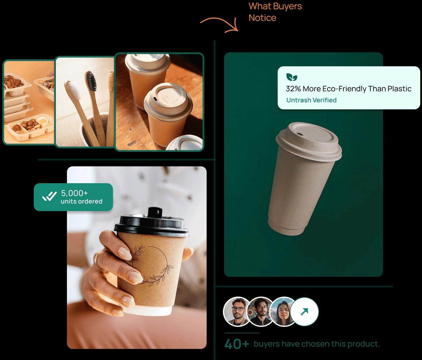 Eco-friendly products connecting sustainable suppliers with buyers reducing their carbon footprint.